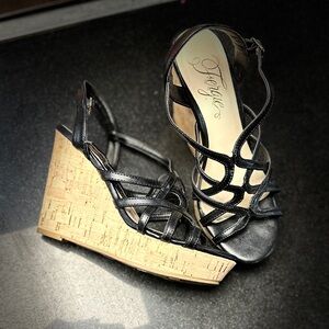 Black Wedge Sandals-Fergie